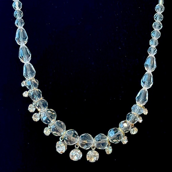 Crystal & Rhinestone Drop Collar Necklace & Earring Set - Picture 3 of 9